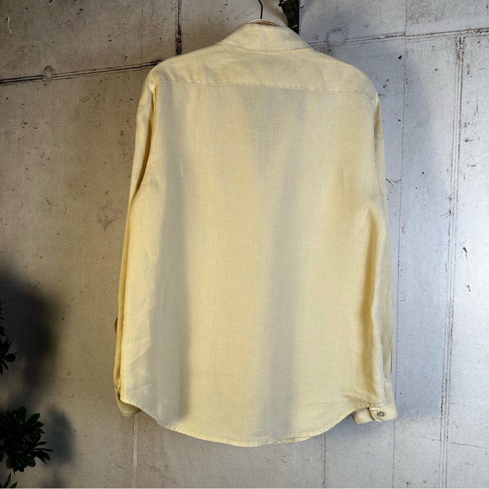 Tommy Bahama light yellow linen button up shirt size S/P - Picture 6 of 9